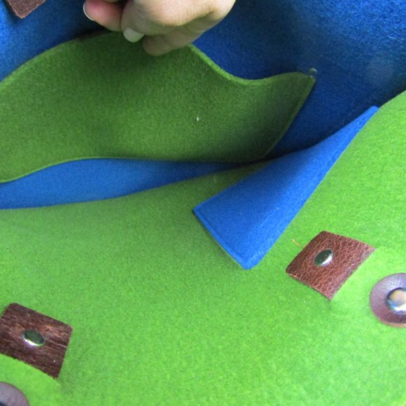 Graf & Lantz Merino Wool Two-Tone Handbag blue/green - NWT RARE, from 2014 - Picture 9 of 14